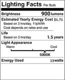 (3 Pack) CFL Mini Spiral Light Bulbs, 13 Watts (60W Equivalent), Medium Base (E26), 900 Lumens, UL Listed, 5000K – Super White