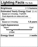 (10 Pack) PLD-26W 827, 4 Pin G24q-3, 26 Watt Double Tube, Compact Fluorescent Light Bulb, Replaces Sylvania 20684 CF26DD/E/827. Philips 383349 PL-C 26W/27/4P/ALTO