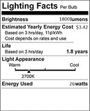 (10 Pack) PLT-26W 827, 4 Pin GX24q-3, 26 Watt Triple Tube, Compact Fluorescent Light Bulb