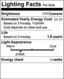 (6 Pack) PLT-32W 827, 4 Pin GX24Q-3, 32 Watt Triple Tube, Compact Fluorescent Light Bulb