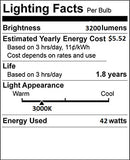 (6 Pack) PLT-42W 830, 4 Pin GX24Q-4, 42 Watt Triple Tube, Compact Fluorescent Light Bulb