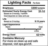 (6 Pack) PLT-42W 865, 4 Pin GX24Q-4, 42 Watt Triple Tube, Compact Fluorescent Light Bulb