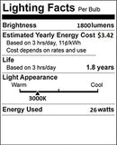 (10 Pack) PLT-26W 830, 4 Pin GX24q-3, 26 Watt Triple Tube, Compact Fluorescent Light Bulb