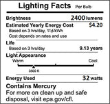 (6 Pack) PLT-32W 835, 4 Pin GX24Q-3, 32 Watt Triple Tube, Compact Fluorescent Light Bulb