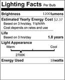 (10 Pack) PLT-18W 827, 4 Pin GX24Q-2, 18 Watt Triple Tube, Compact Fluorescent Light Bulb