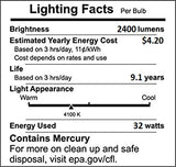 (6 Pack) PLT-32W 841, 4 Pin GX24Q-3, 32 Watt Triple Tube, Compact Fluorescent Light Bulb