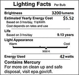 (6 Pack) PLT-42W 850, 4 Pin GX24Q-4, 42 Watt Triple Tube, Compact Fluorescent Light Bulb