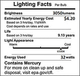 (Case of 10) F32T8/SP41 32 Watt Cool White T8 Linear Fluorescent Tube, 4 Foot, 32W FO32 741 Fluorescent Light Bulbs