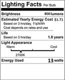 (8 Pack) PLC-13W 827, 4 Pin G24q-1, 13 Watt Double Tube, Compact Fluorescent Light Bulb, Replaces Philips 38325-7 and Sylvania 20682