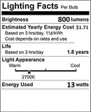 (2 Pack) PL-13W 827, 2 Pin GX23, 13 Watt Single U-Shaped Twin Tube, Compact Fluorescent Light Bulb, Replaces Philips PLS13W27 GX23 and Sylvania CF13DS827 GX23